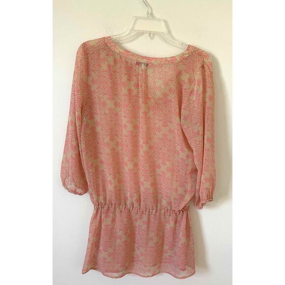 CAbi Shear Tie Tunic Mini Dress Coverup Pink Tank Size Small - Picture 2 of 8